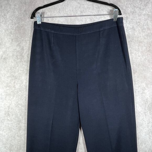 Ming Wang Pants Womens Large Blue Knit Pull On Straight Ankle High Rise Casual - Picture 2 of 11